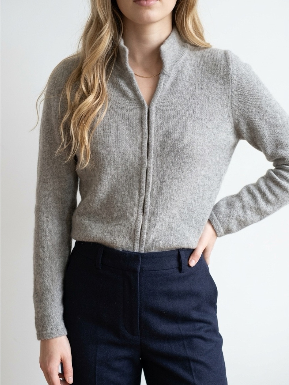 Guess Collection Gray Mohair Blend Full Clasp Cardigan Sweater — Made in Italy